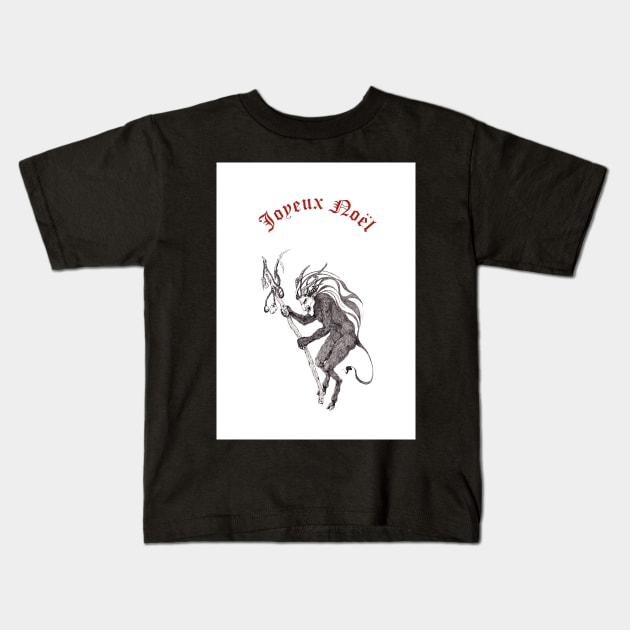 Krampus + "Joyeux Noël" Kids T-Shirt by LucyDreams